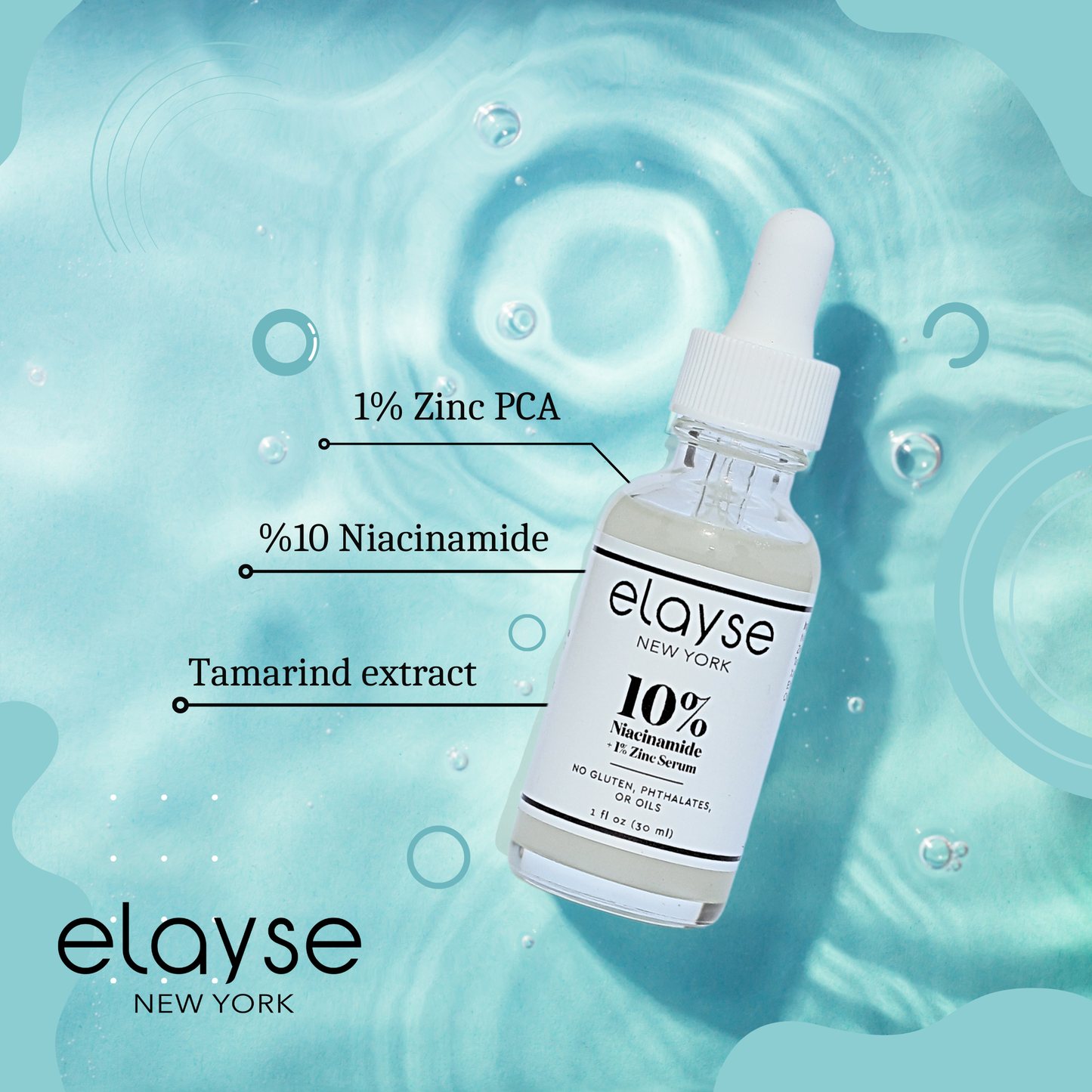 Elayse Premium 10% Niacinamide + 1% Zinc PCA Serum - Pore-Refining & Oil-Control Formula, Reduces Blemishes & Redness, Balances Skin & Improves Texture, Lightweight & Fast-Absorbing - 1oz