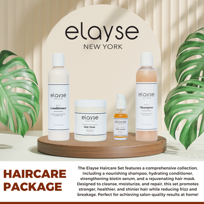 Elayse Haircare Set - Hydration Boost Hair Mask, Daily Conditioner, Daily Shampoo & Biotin Boost Hair Serum, 4-Piece Set, Sulfate & Paraben-Free, Safe for Color-Treated Hair