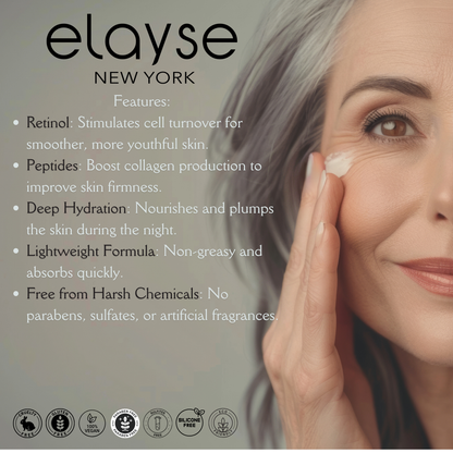 Elayse Nighttime Ageless Complex - Age-Defying Serum, Reduces Fine Lines & Wrinkles, Firms & Hydrates Skin, Overnight Anti-Aging Treatment, Retinol-Infused Formula - 1oz